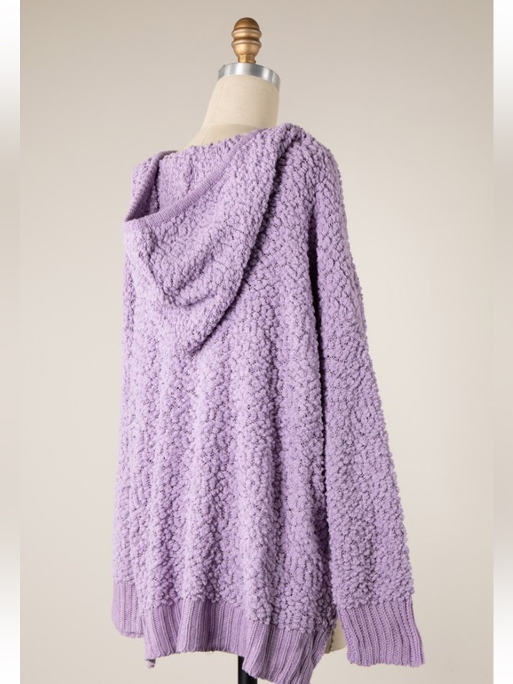 Miracle brand Sky Blue Neck Tie Knit Hoodie Sweater - Picture 3 of 5